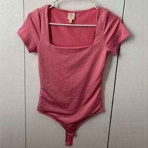 Pink Square Neck Bodysuit